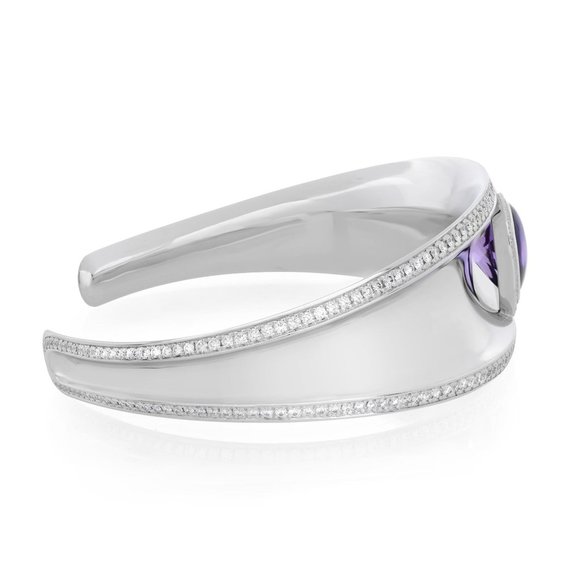 Chopard Imperiale Amethyst and Diamonds Cuff Bracelet 18k White Gold 2.38cttw - Picture 3 of 5